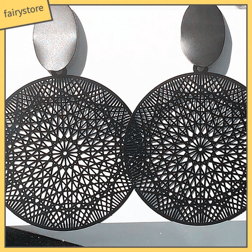 1 Đôi Bông Tai Hình Tròn Bằng Hợp Kim Thiết Kế Đục Lỗ Thời Trang Cho Nữ