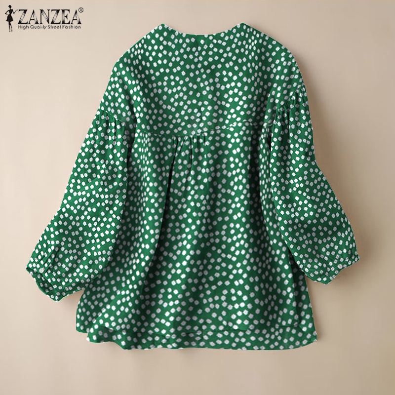 Áo kiểu ZANZEA tay dài cổ tròn in họa tiết hoa thời trang cho nữ