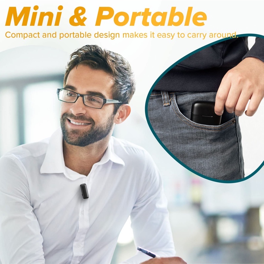 Mic thu âm không dây Micro không dây với hộp sạc mini mic livestream  2.4GHz micro không dây cài áo micro thu âm