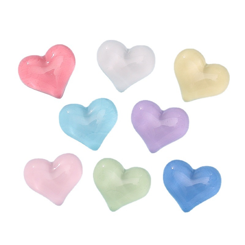 Set 10 Nút Nhựa Trong Suốt Hình Trái Tim Trang Trí Ốp Điện Thoại