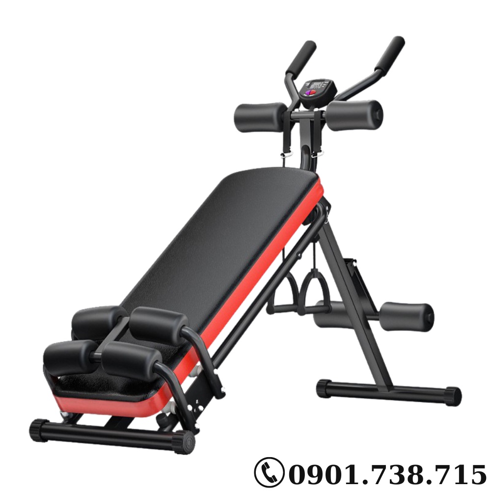 Máy tập bụng đa năng tại nhà thay đổi nhiều bài tập trên máy, Máy tập bụng tại nhà giúp eo thon dáng nhỏ kèm dây trợ lực