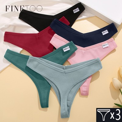 Set 3 Quần Lót cotton Chữ t Lưng Thấp Màu Trơn Thoải Mái Cho Nữ Màu Sắc