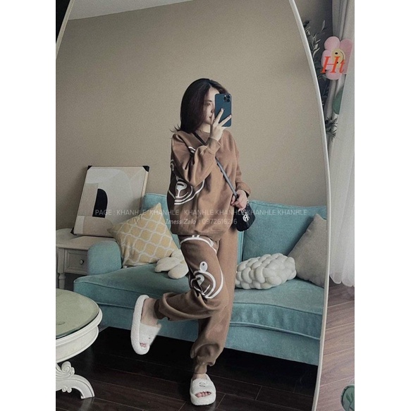 Bộ nỉ bo cotton gấu moss HT12