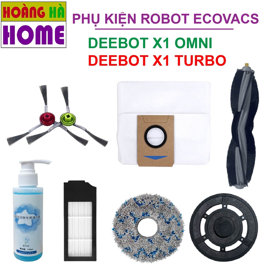 Phụ kiện robot deebot x1 omni x1 turbo, Khăn lau, chổi giữa, chổi cạnh, túi rác, màng lọc hepa robot x1 omni, x1 turbo