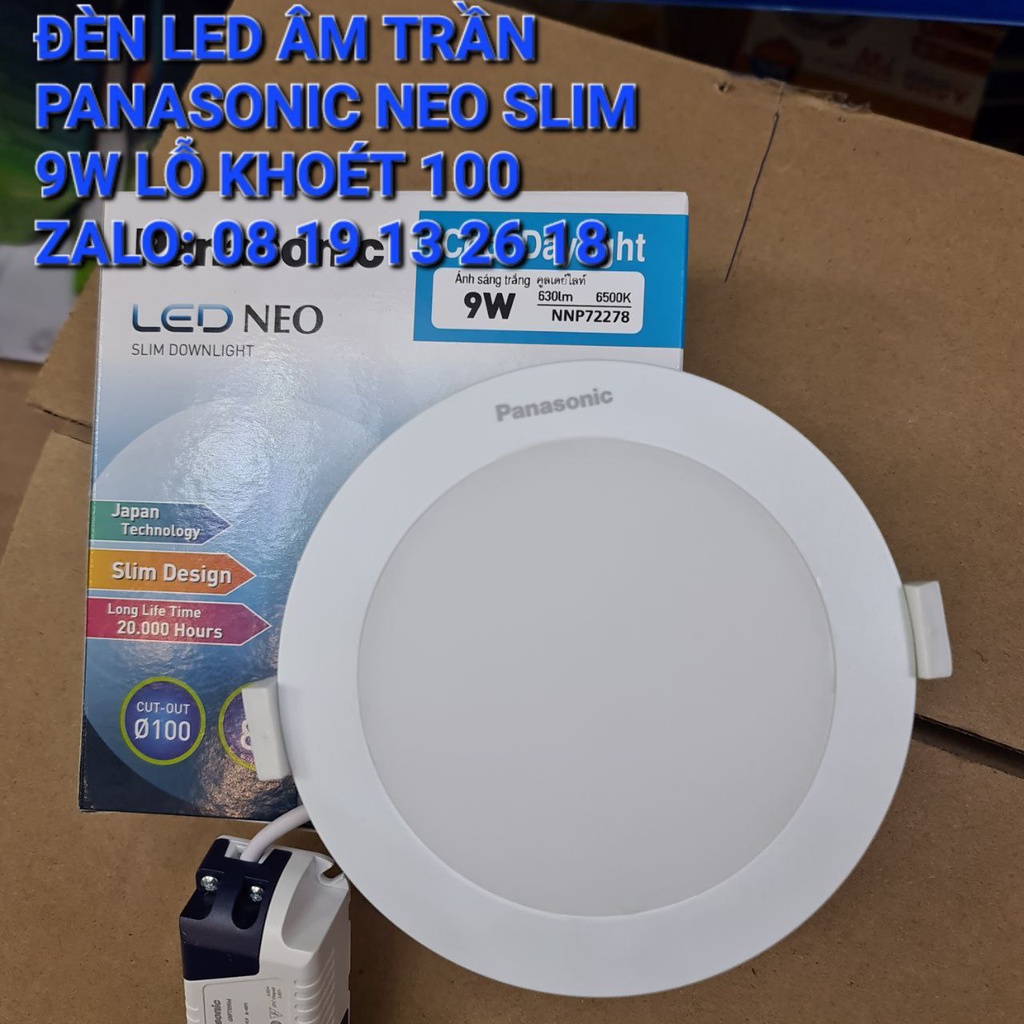 Đèn âm trần Panasonic 9W/D100 Neo Slim, mã NNP72279, NNP72278, NNP72272, chính hãng bảo hành 2 năm