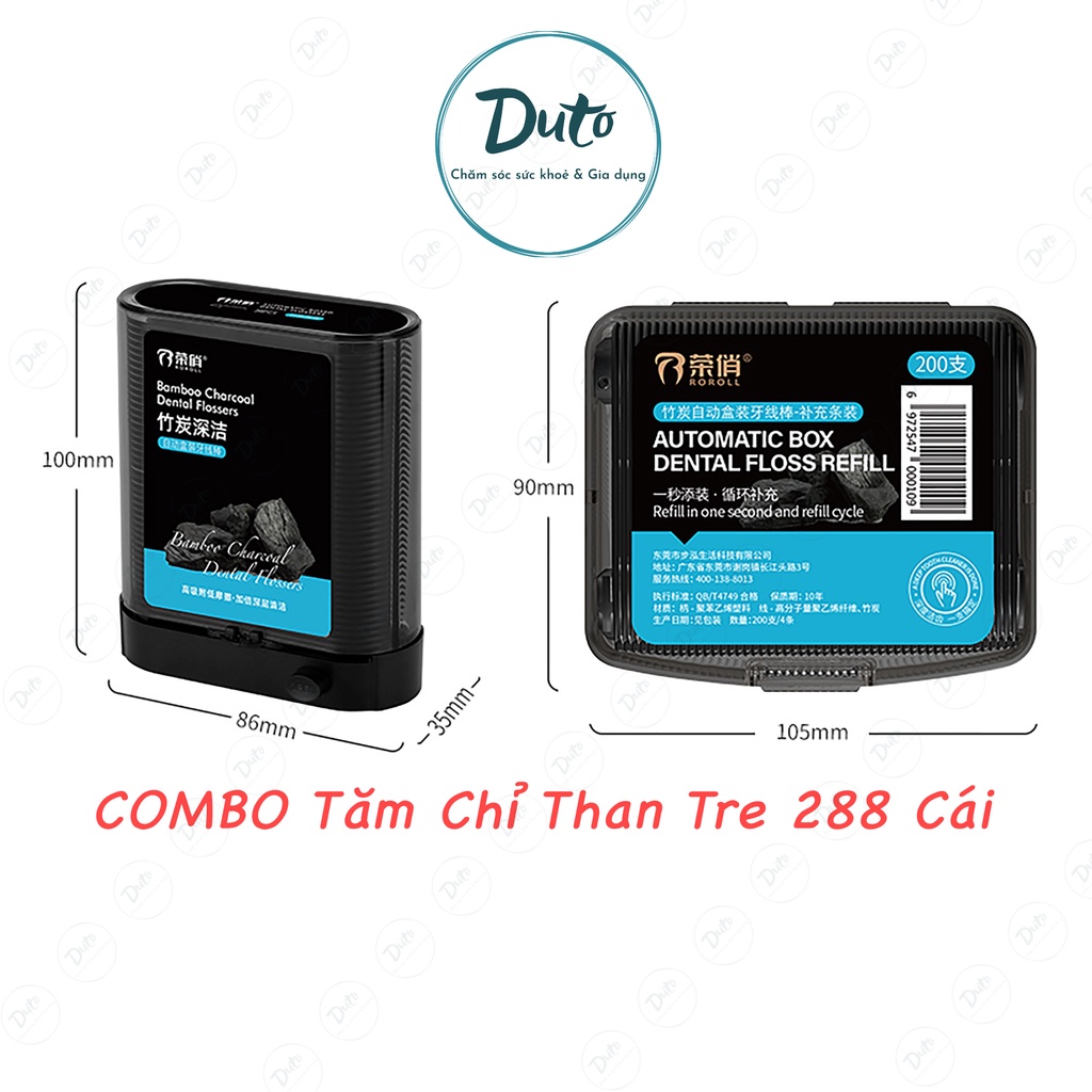 COMBO tăm chỉ than tre hộp thông minh và khay xếp sẵn 288 chiếc