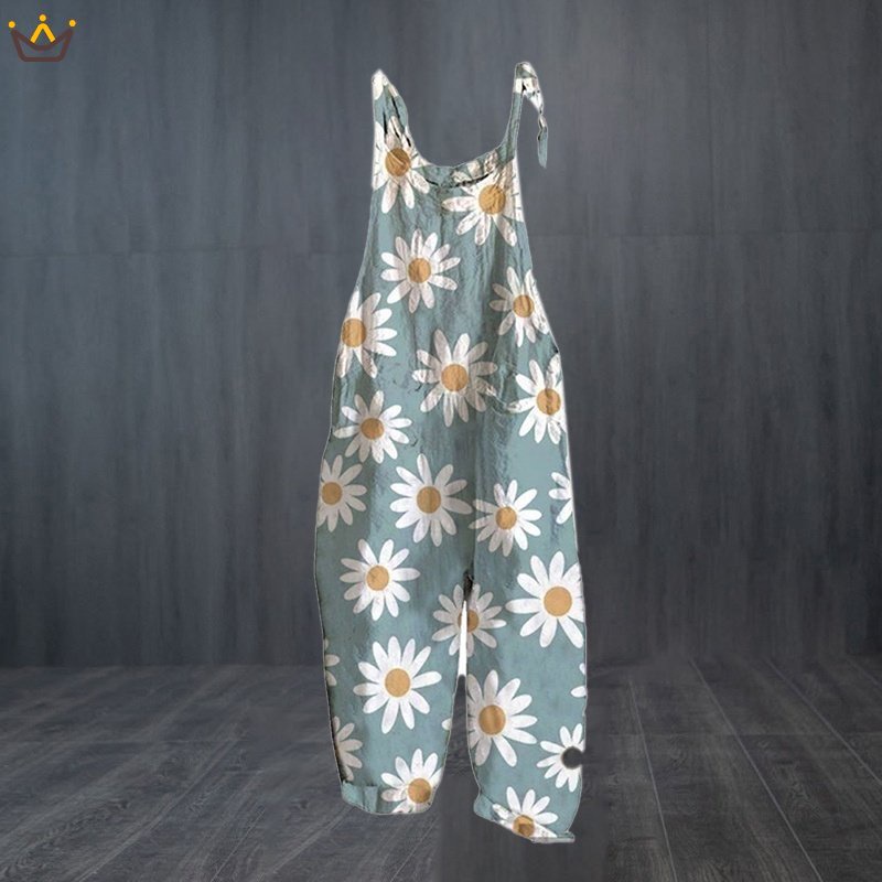 Bộ Áo Liền Quần Sát Nách Dáng Rộng In Họa Tiết Đầu Lâu Phong Cách Boho Thời Trang Mùa Hè Cho Nữ