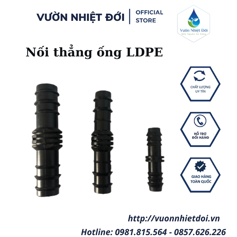 Nối thẳng cho ống Φ16mm - 20mm - 25mm, Măng sông cho ống PE, LDPE, HDPE, PVC D16 - 20 - 25 - BH 1 Năm