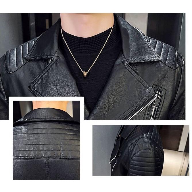Áo da nam Bicker Jacket Đen Nam tính Cao Cấp Hàng quảng Châu AD6611