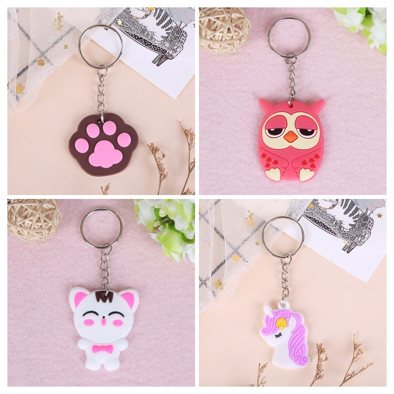 Móc Khóa Cao Su PVC Mềm Họa Tiết Hoạt Hình Sáng Tạo