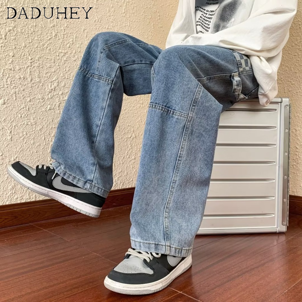 DaDuHey Men's 2022 Korean-Style Fashionable Loose Straight Jeans Autumn Fashion Brand All-Matching Casual Pants