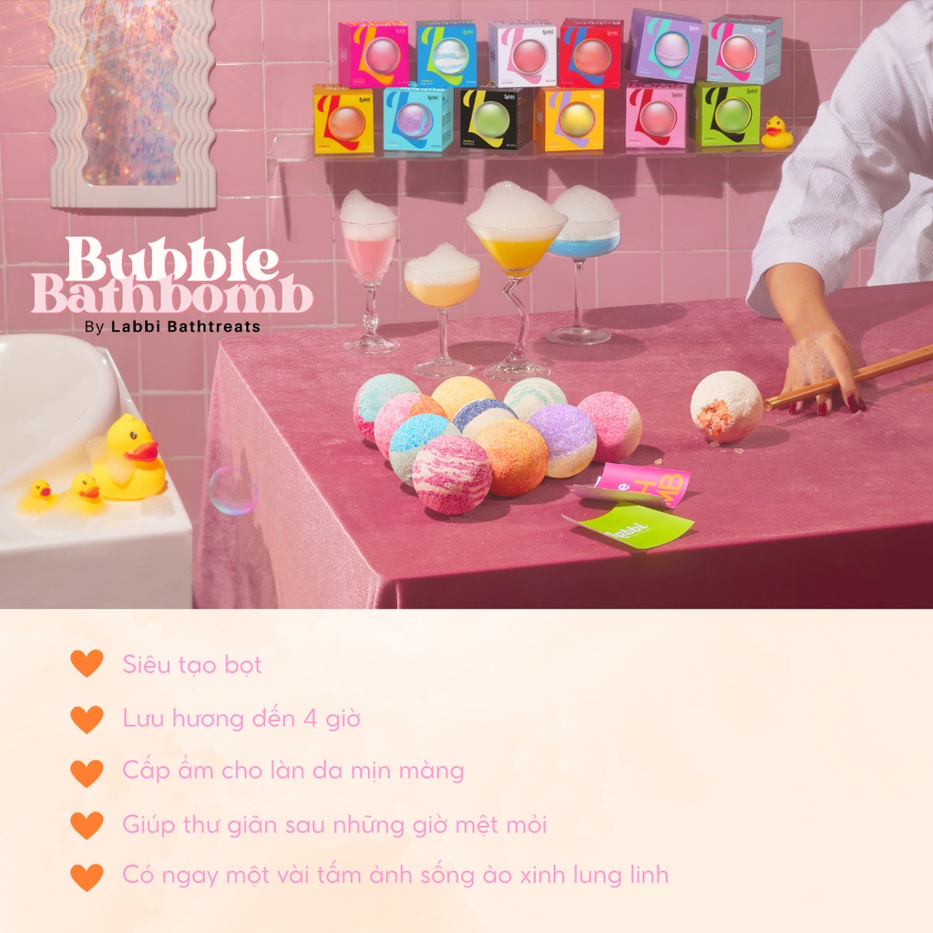 Bom tắm tạo bọt FLORECE [Labbi] Bubble Bath bomb/ Viên tạo bọt bồn tắm