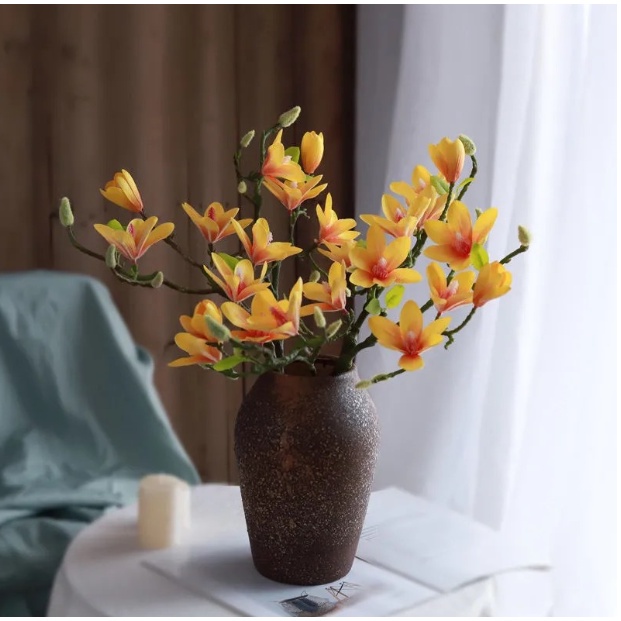 Hoa mộc lan nở cao su,1 cành 5 bông thân rêu cao câp