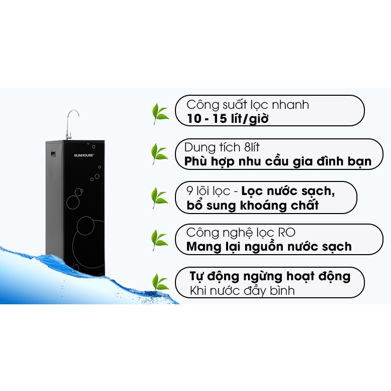 Máy lọc nước RO Sunhouse SHA8889K 9 lõi, máy lọc nước Sunhouse 9 lõi cao cấp - Hàng trưng bày bảo hành chính hãng