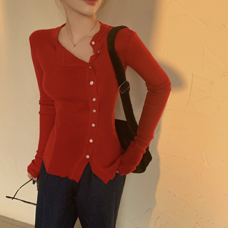 Áo khoác cardigan ZHELIHANGFEI dệt kim tay dài dáng ôm xẻ tà quyến rũ thời trang năm mới