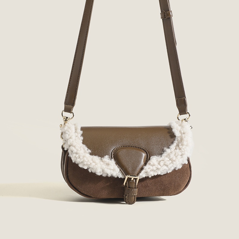 Túi Đeo Chéo Bằng Len Lông Cừu Phong Cách retro Cho Nữ