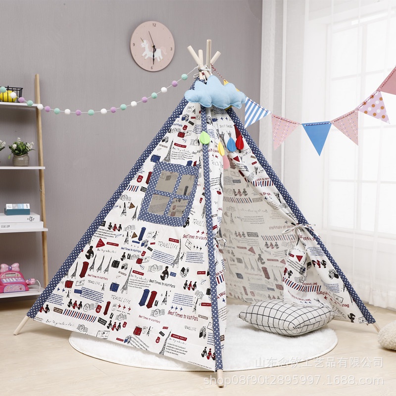 Lều cho bé, Lều cắm trại cho bé, Lều ngủ công chúa bằng vải cotton cao cấp gỗ thông tự nhiên an toàn cho bé chơi
