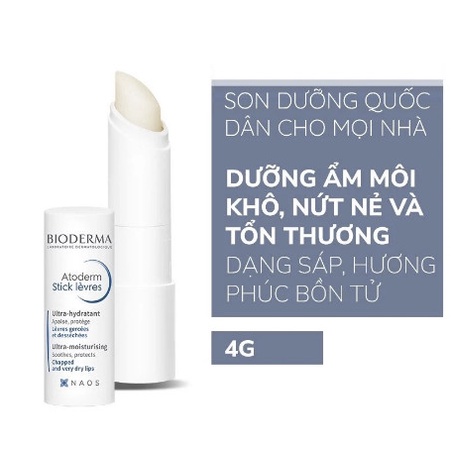 Son Dưỡng Làm Dịu Môi Khô, Nứt Nẻ Bio Atoderm Stick Levres 4g