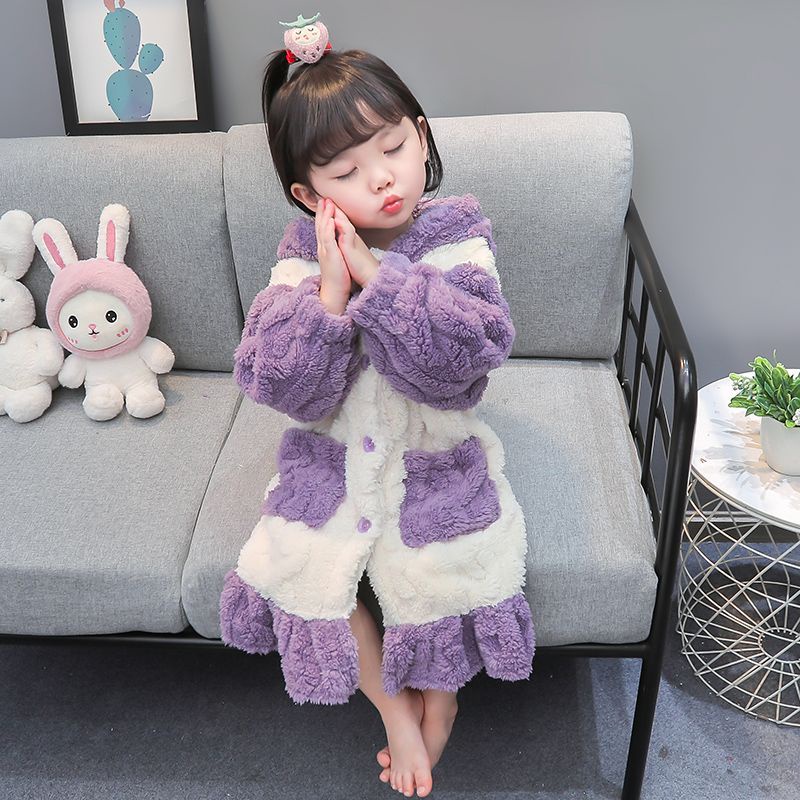Bộ Đồ Ngủ Chất Nhung Dày Dặn Thời Trang Thu Đông Xinh Xắn Cho Bé Gái 11.30