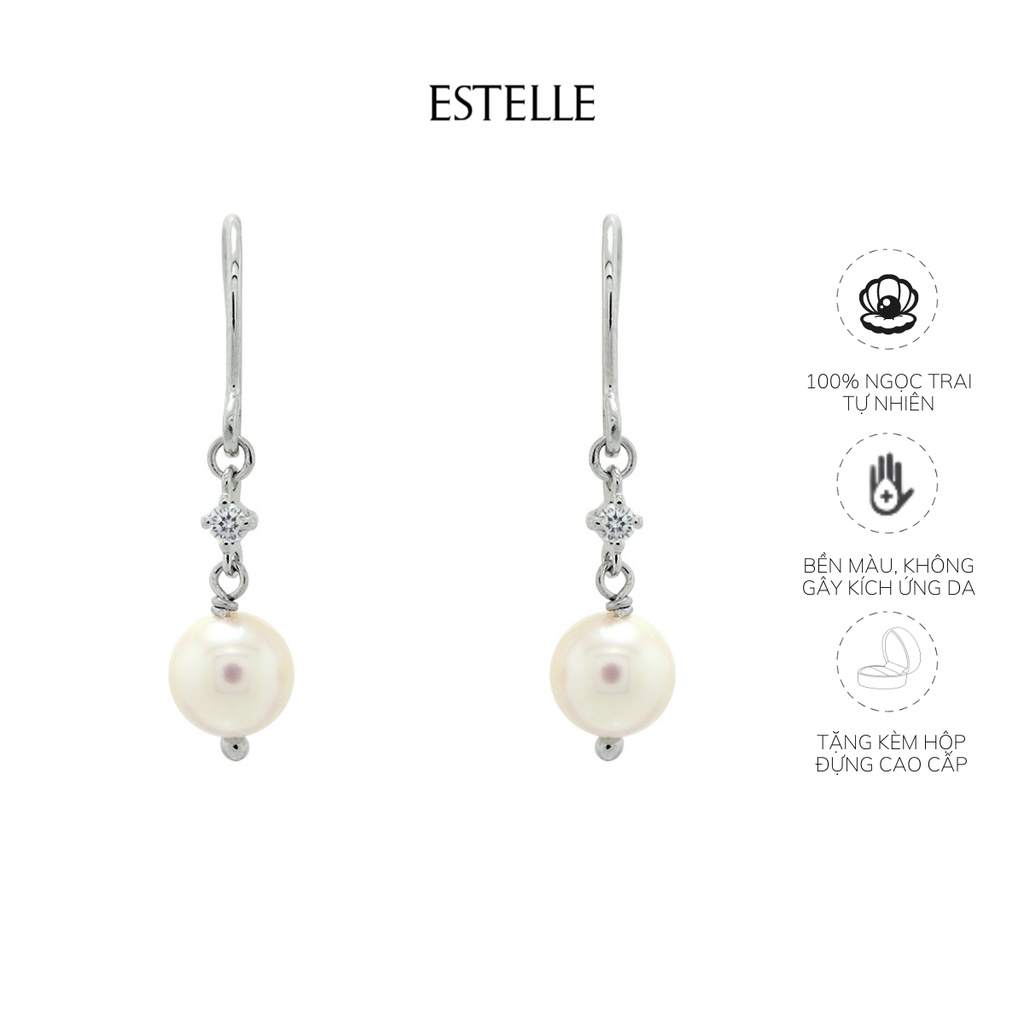 Bông tai móc bạc nữ đính Akoya ESTELLE