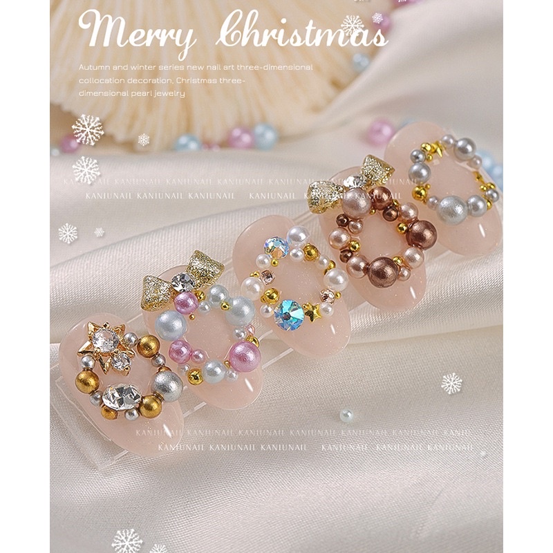 Hũ hạt trai nhiều màu chủ đề noel trang trí móng