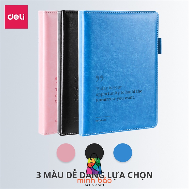 SỔ TAY GHI CHÉP BÌA DA A5 300 TRANG KẺ NGANG DELI, GIẤY 80/100 GSM