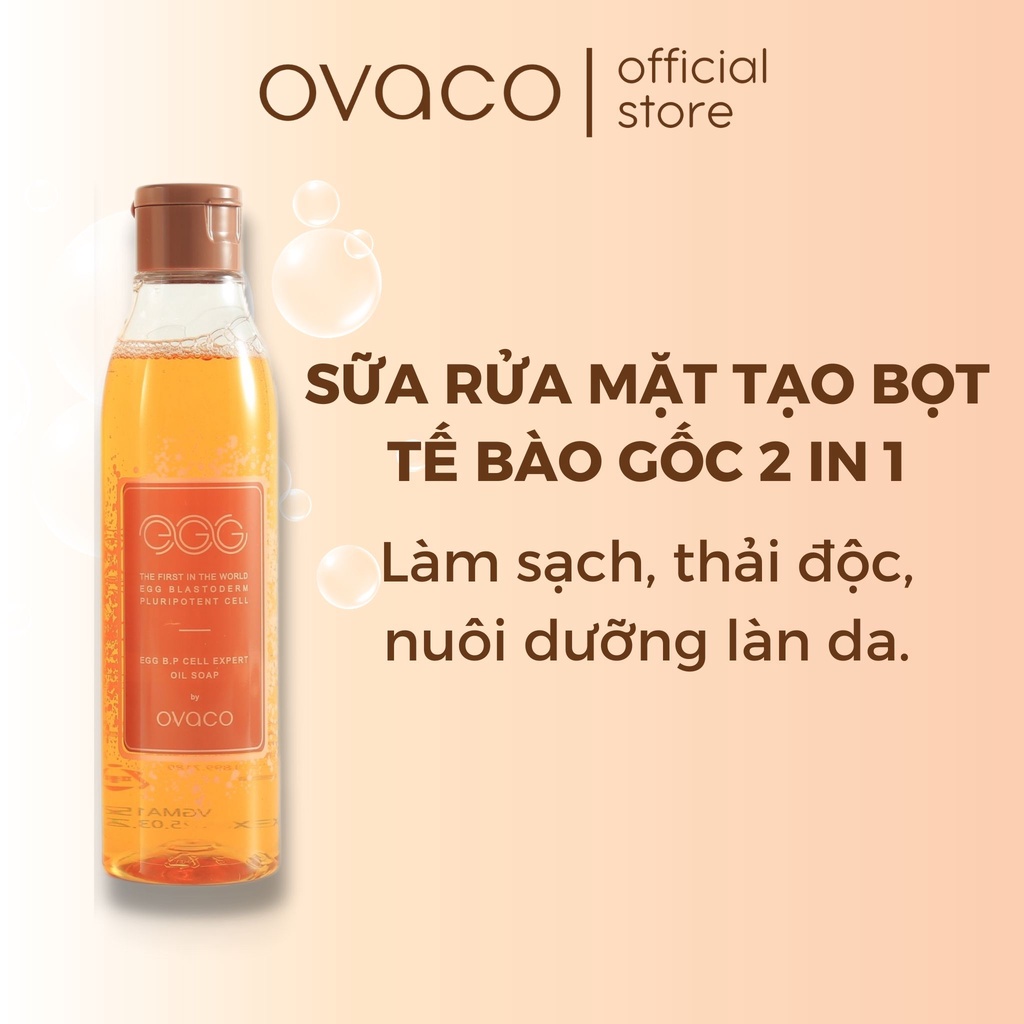 Sữa rửa mặt tạo bọt tế bào gốc 2 in 1 OVACO EGG B.P Cell Expert Oil Soap 200ml