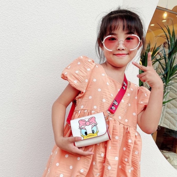 Túi Đeo Chéo Cho Bé Mini Dễ Thương Hình Mickey Và Donald Phong Cách Hàn Quốc Cho Bé, Túi Xách Mickey Cho Bé Sành Điệu