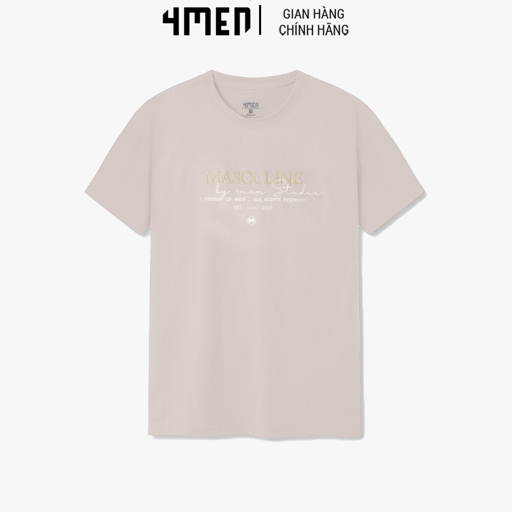 Áo Thun Nam Regular Masculine 4MEN AT120 cổ tròn, Tshirt ngắn tay, thấm mồ hôi, thoáng mát, mềm mại, trẻ trung