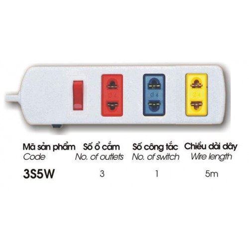 Ổ cắm điện LIOA chính hãng, ổ điện chịu được nhiệt cao dây điện dài 3m/5m/10m, giá siêu ưu đãi - Huy Tưởng