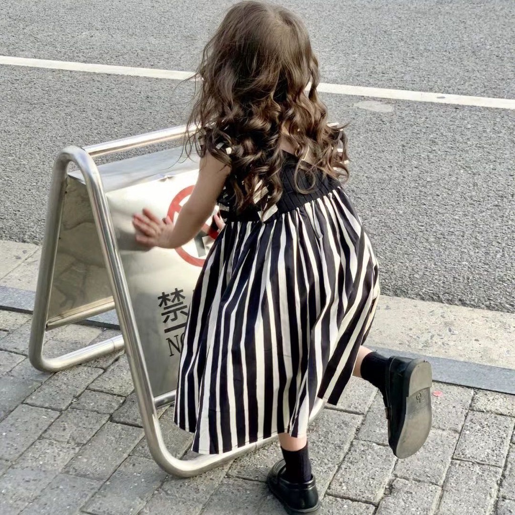Hàng Mới Về Đầm Sát Nách Kẻ Sọc Dễ Thương Phong Cách Hàn Quốc Thời Trang Mùa Hè Cho Bé Gái