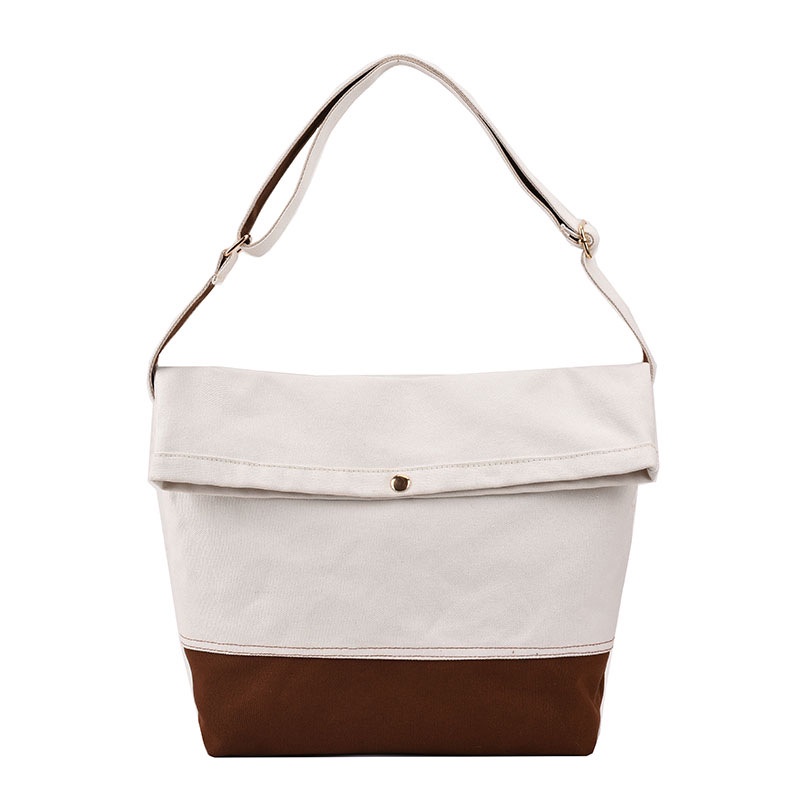 Túi Đeo Vai Bằng Vải canvas Màu Khối Sức Chứa Lớn Phong Cách Hong Kong Dành Cho Nữ