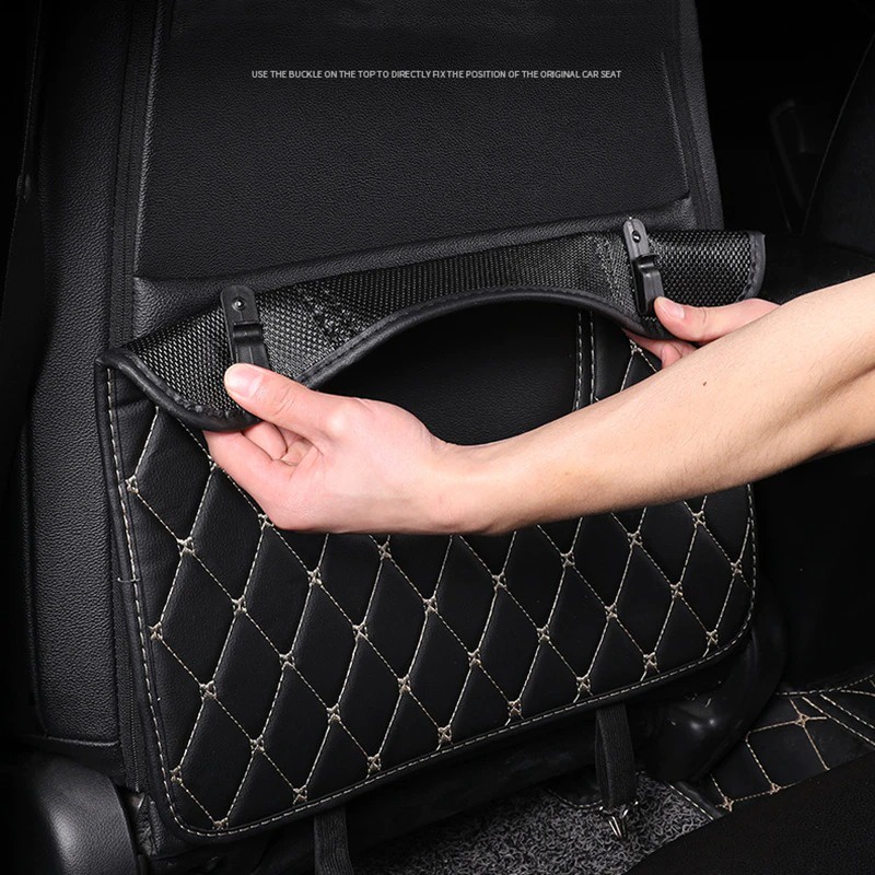 [82x43 cm] Miếng Da Đệm Sau Ghế Xe Ô Tô Chống Trầy Xước Ghế Thiết Kế Kiêm Túi Đựng Đồ Tiện Lợi