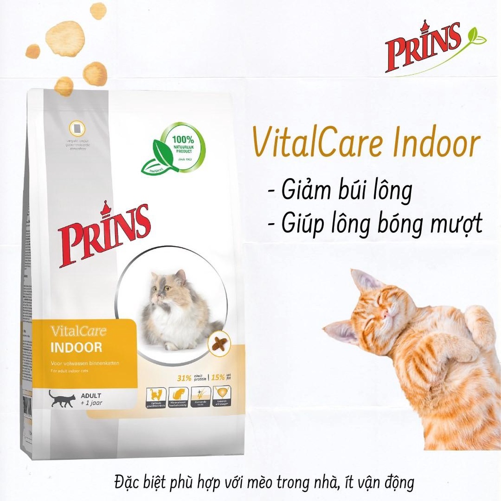 [Siêu Sale] Hạt Prins Adult Indoor Vital Care Chống Hôi Phân Đẹp Lông Cho Mèo Trưởng Thành Nuôi Trong Nhà Gói 1.5kg