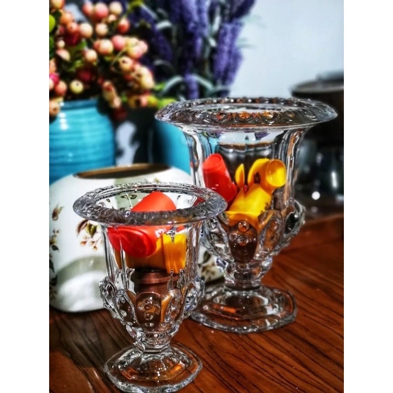 Ly/ Cốc để quả phật thủ, lọ cắm hoa sang trọng, thủy tinh dày nặng, trong veo, hàng nhiều kích thước, màu trắng (LH8)
