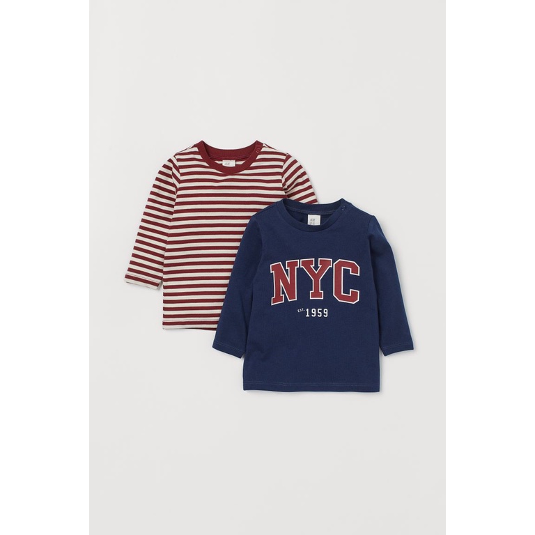 Set 2 áo dài tay best bro NYC HM H&M sz 12-18, 18-24m_hàng chính hãng authentic