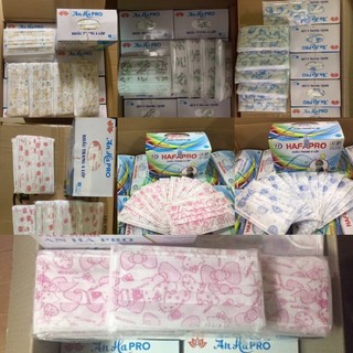 Sĩ 10 hộp khẩu trang y tế 4 lớp người lớn loại IN HÌNH HAFAPRO hộp 50 cái