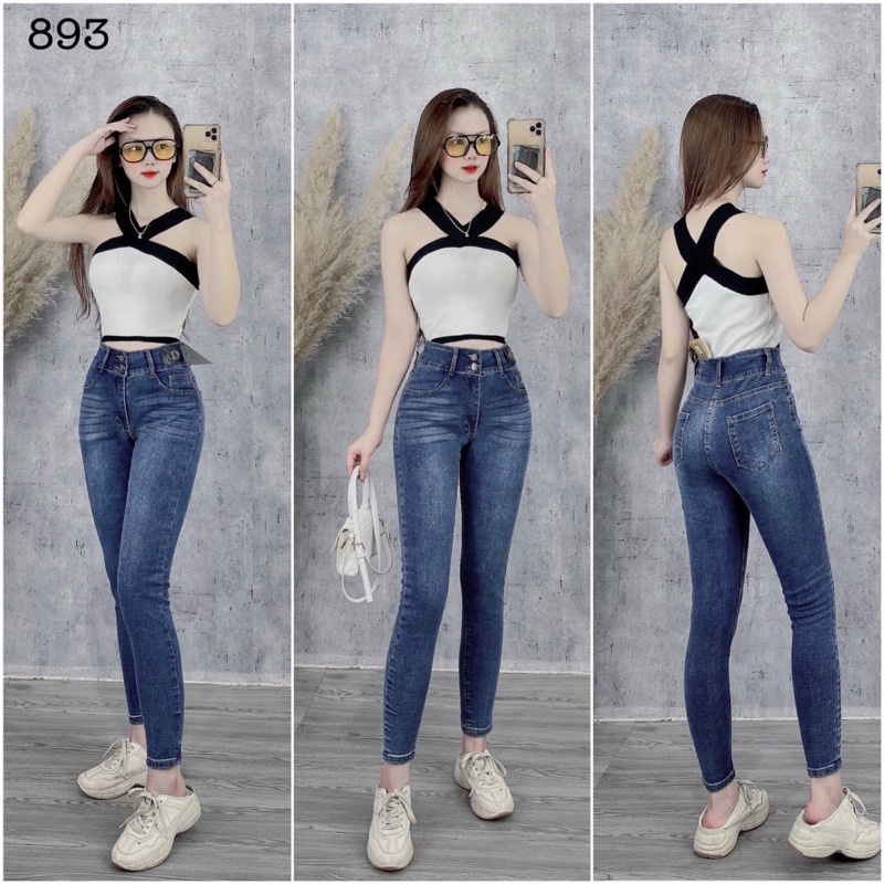 quần bò cạp cao, quần jean hai cúc sườn siêu đẹp sẵn hàng tại shop _ Hàng sẵn