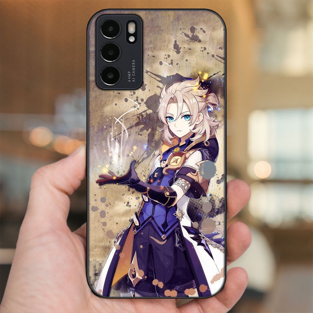 Ốp lưng Oppo Reno 6 5G viền đen in hình Albedo Genshin Impact