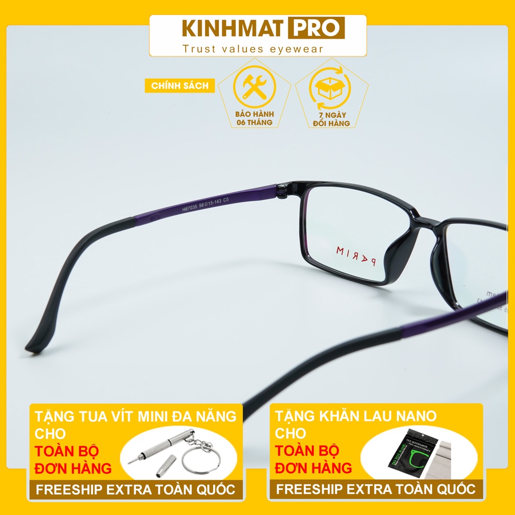 Gọng kính cận nam nữ Parim H67035 nhựa Ultem dáng vuông Kính mắt Pro