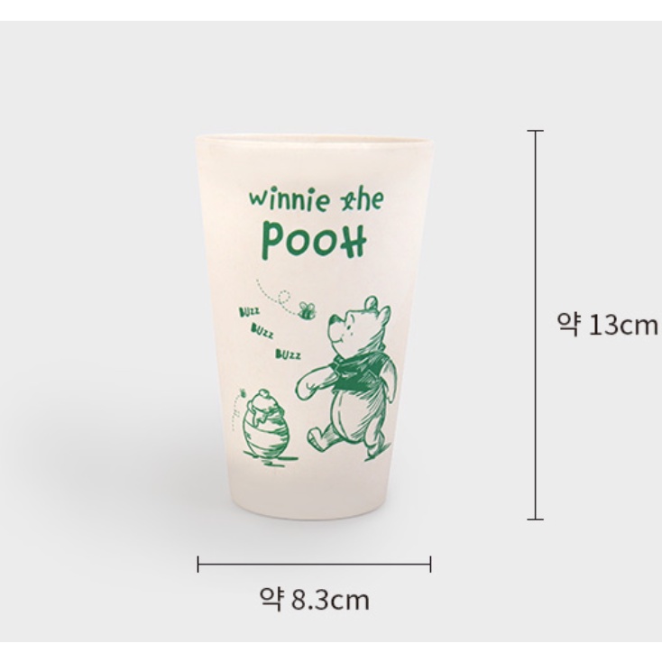 DAISO Cốc Gỗ In Hình Gấu Pooh Dung Tích 400Ml