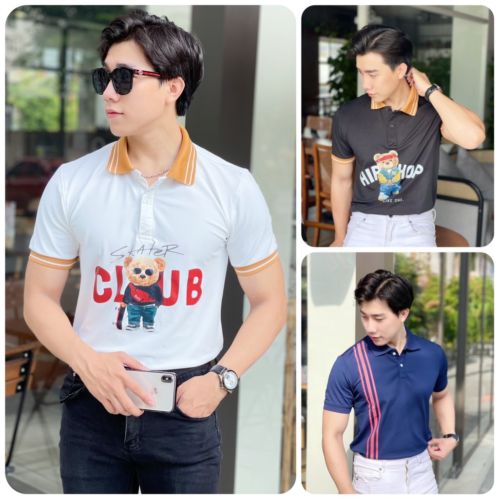 Áo polo nam màu xanh phối, áo thun cao cấp chất vải cá sấu cực đẹp size VNXK, hot trend sang trọng - TUSI SHOP