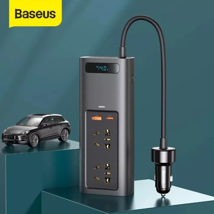 Ttẩu sạc nhanh, an toàn kèm ổ cắm điện Baseus Power Car Inverter 150W With 4Ports Output Support Type-C Fast Charging