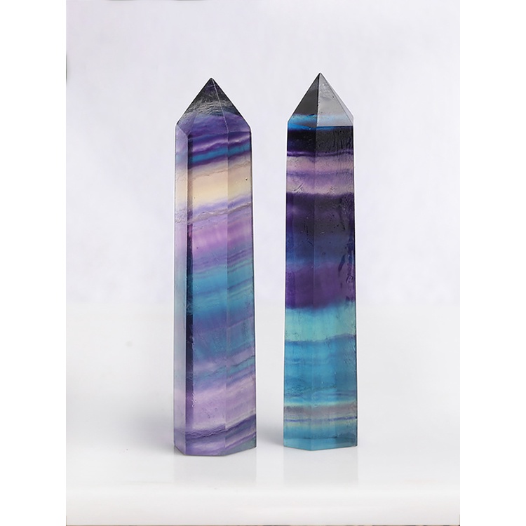 Đá Fluorite Minaret Phong Thủy Màu Sắc Tự Nhiên Hình Lục Giác Reiki Chakra Wicca Dùng Trang Trí Nhà Cửa