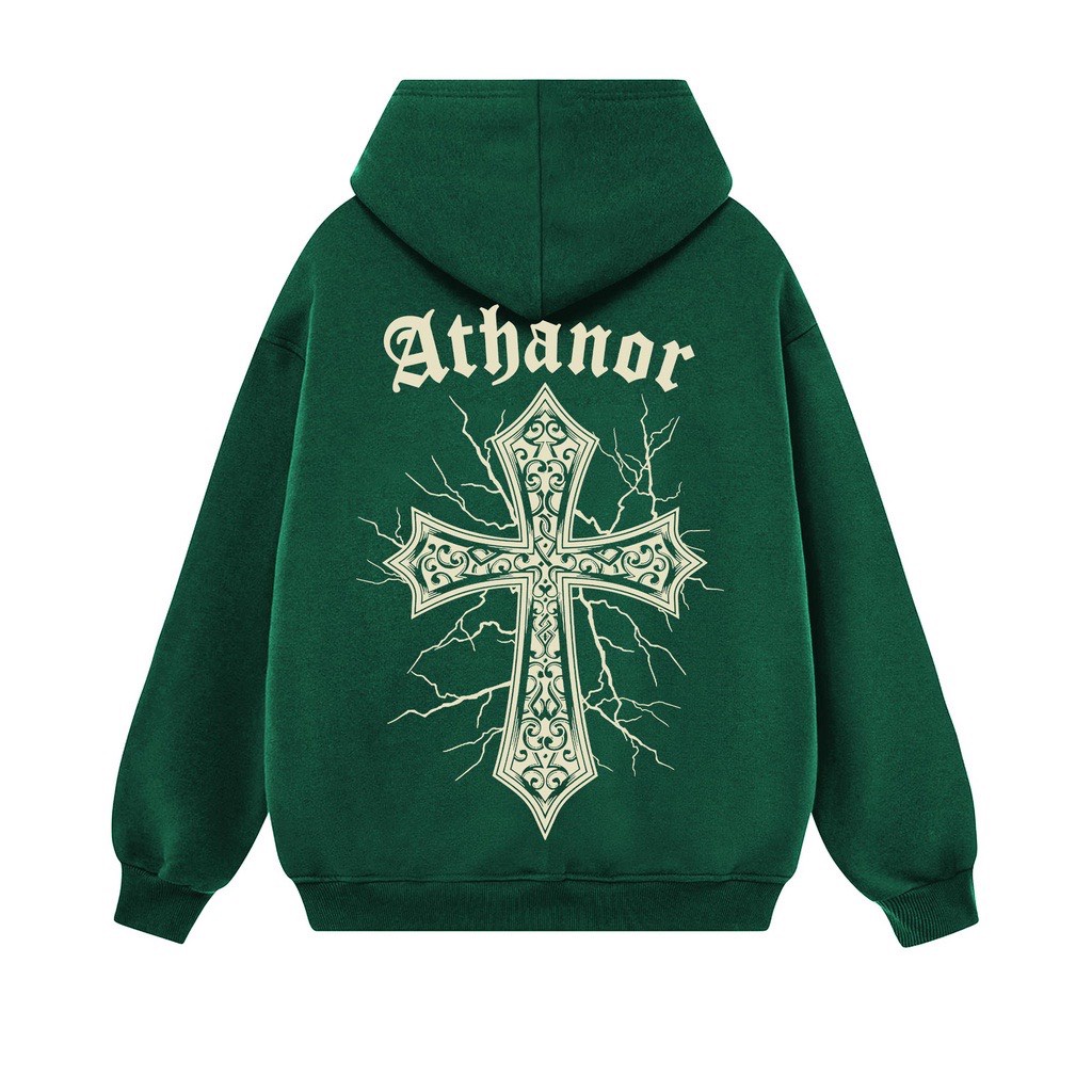 Áo Hoodie Athanor Chữ Thập Form Rộng Unisex Chất Vải Nỉ Bông 100%Cotton