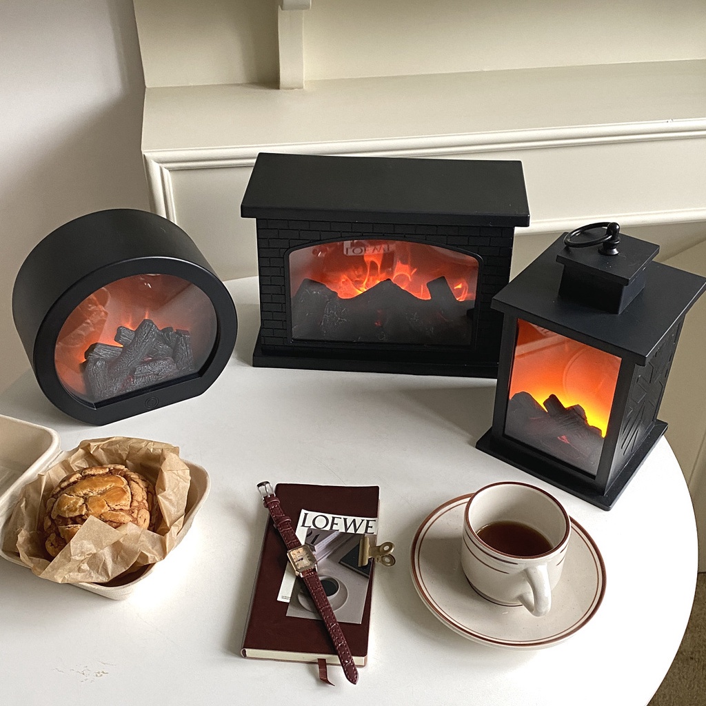 Đèn Ngủ Hình Lò Sưởi Phong Cách Retro Sáng Tạo