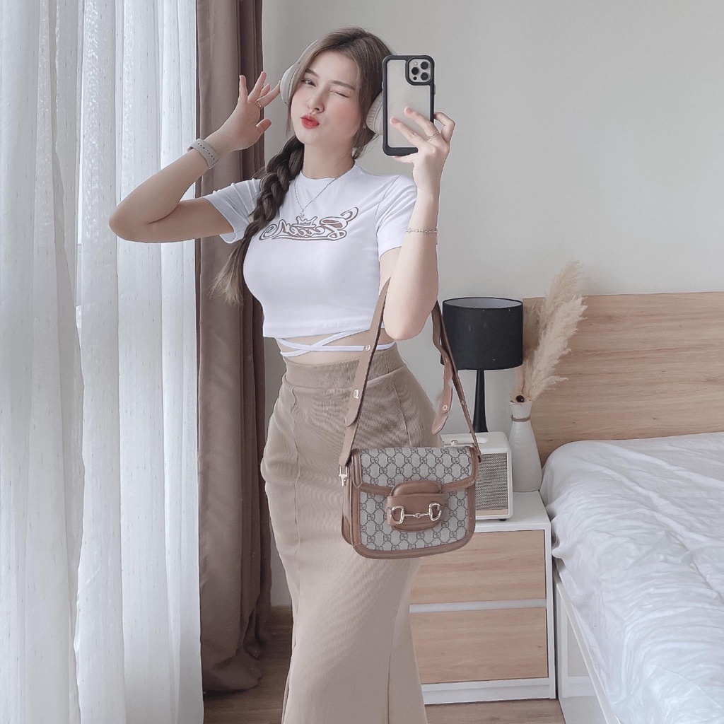 Set áo croptop kèm chân váy dày xẻ tà chất thun co giãn thích hợp mặc đi tiệc đi làm đi chơi phù hợp với mọi phong cách