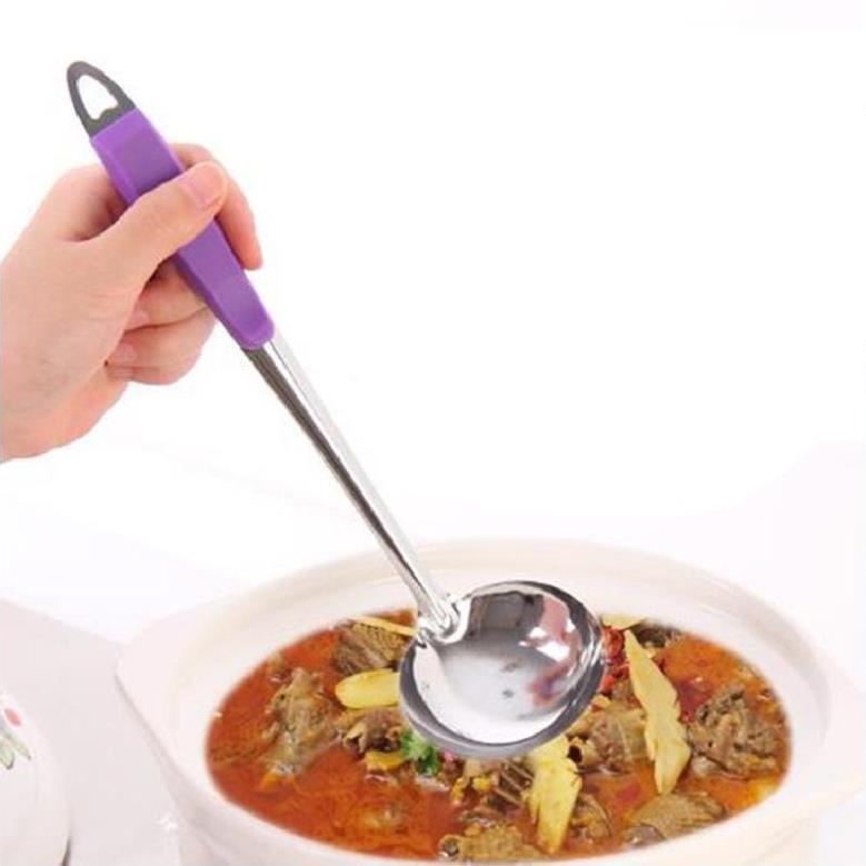 Muôi múc topping inox cán nhựa cách nhiệt - Vá thìa múc trân châu inox - Muôi múc trân châu +Muôi thủng cán nhựa