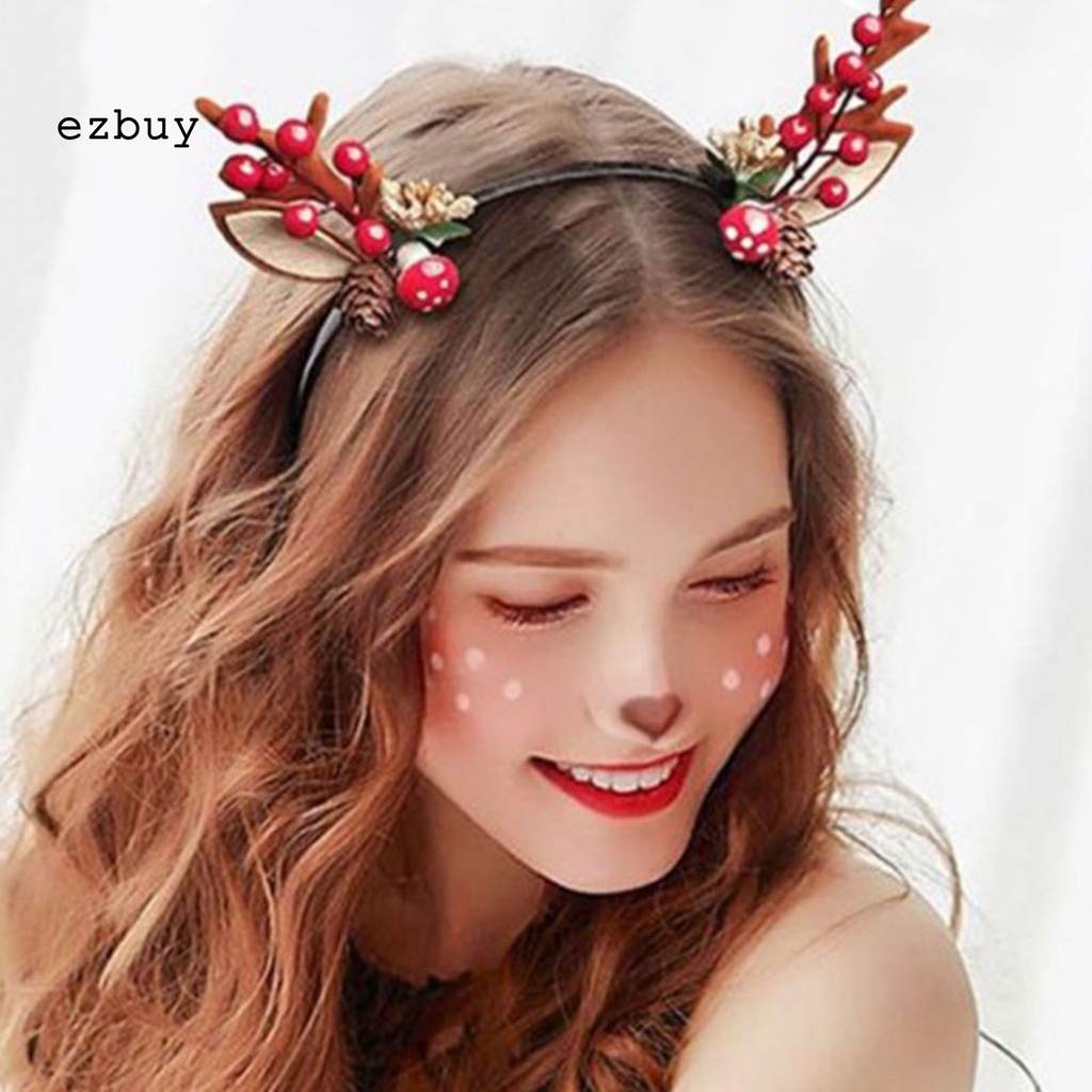 1 / 1 Cặp Băng Đô Cài Tóc Hình Tuần Lộc Giáng Sinh Co Giãn Tốt Không Đau Có Thể Tái Sử Dụng