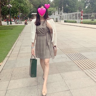 [Mango Auth] [Mango Auth] Váy Công Sở Caro Mango Auth